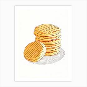 Peanut Butter Cookies Dessert Minimal Line Drawing 1 Flower Art Print