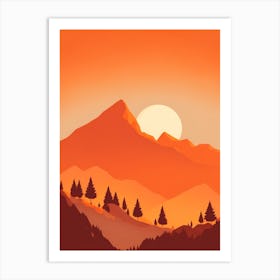 Misty Mountains Vertical Composition In Orange Tone 288 Art Print