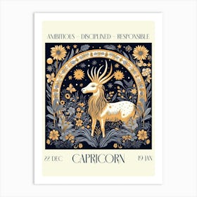 Capricorn William Morris Zodiac Astral Sign Art Print