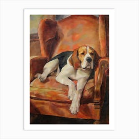 Vintage Beagle on Chair Art Art Print