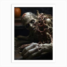 Zombie On A Table Art Print