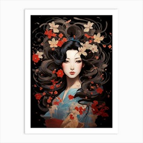 Geisha Japanese Style Illustration 7 Art Print