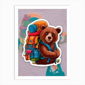 Bear With Backpack 4 Art Print