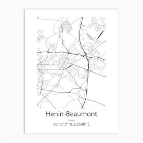 Henin Beaumont,France Minimalist Map Art Print