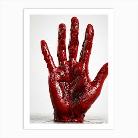 Creepy Textured Bloody Handprint Detailed With High Contrast Shadows Implying A Three Dimensional (3) Art Print