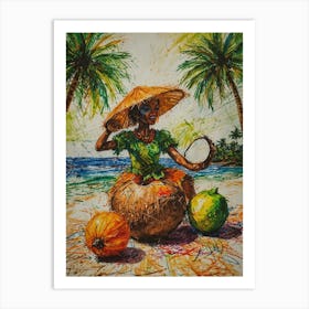 Woman On The Beach Art Print