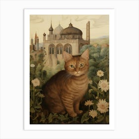 Cat In Front Of A Medieval Castle 6 Art Print