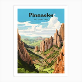 Pinnacles National Park Hiking Travel Illustration Art Print