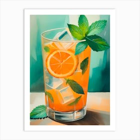 Vodka Cocktail With Mint And Orange Juice Art Print