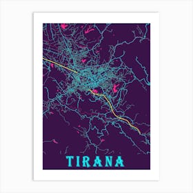 Tirana Map Poster 1 Art Print