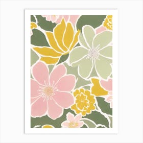 Heather Pastel Floral 4 Flower Art Print