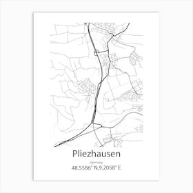 Pliezhausen,Germany Minimalist Map Art Print