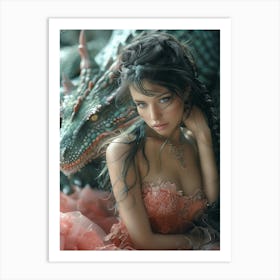 Fairy With A Dragon Art Print