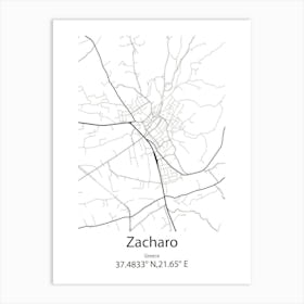 Zacharo,Greece Minimalist Map Art Print