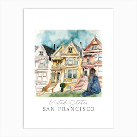 United States San Francisco Storybook 8 Travel Poster Watercolour Art Print
