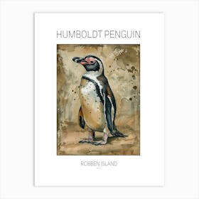 Humboldt Penguin Robben Island Watercolour Painting 1 Poster Art Print