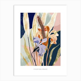 Colourful Flower Illustration Poster Fountain Grass 3 Art Print