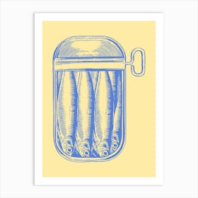 Sardines In A Jar Wall Art Yellow Background Art Print