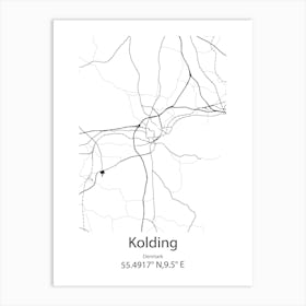 Kolding,Denmark Minimalist Map Art Print