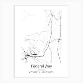 Federal Way,United States Minimalist Map Art Print