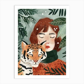 Tiger And Girl Art Print