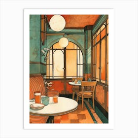 Cozy Cafe Corner Illustration 4 Art Print