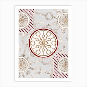 Geometric Abstract Glyph in Festive Gold Silver and Red n.0023 Art Print