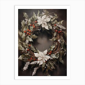 Holly Wreath Art Print