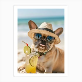 French Bulldog On The Beach Art Print