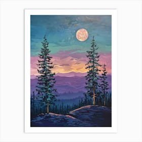 Full Moon In The Mountains 1 Art Print