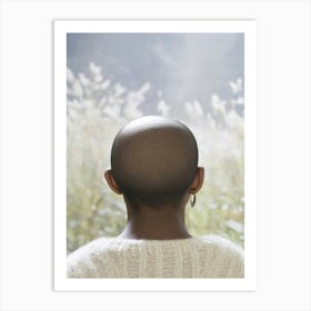 Back View Of A Woman With Bald Head Art Print