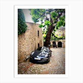 Porsche wallpaper on an Italian street Art Print