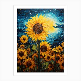 Cat Sunflowers Wall Art 6 Art Print