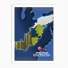 Map Of Appalachia USA Art Print