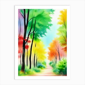 Watercolor Of A Forest Art Print