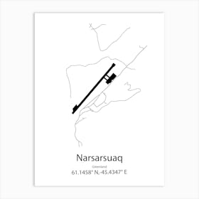 Narsarsuaq,Greenland Minimalist Map Art Print