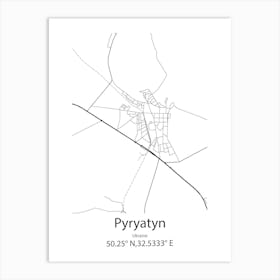 Pyryatyn,Ukraine Minimalist Map Art Print