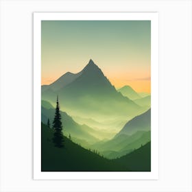 Misty Mountains Vertical Composition In Green Tone 142 Art Print