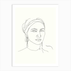 Portrait Of A Woman Hand Drawing Line Art 12 Art Print