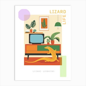 Lizard In The Living Room Modern Colourful Abstract Illustration 1 Poster Art Print