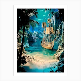 Pirate Ship In The Sea Art Print