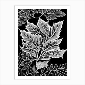 Silverberry Leaf Linocut 1 Art Print