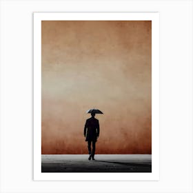 Silhouette Of A Man Walking Art Print