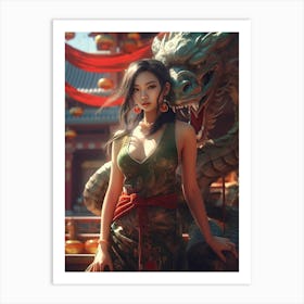 Chinese Girl With Dragon 9 Art Print