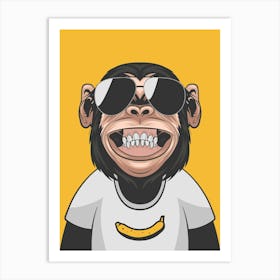 Happy Monkey In Sunglasses Art Print