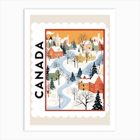 Retro Winter Stamp Poster Quebec City Canada Art Print