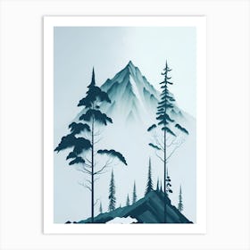 Mountain And Forest In Minimalist Watercolor Vertical Composition 227 Art Print