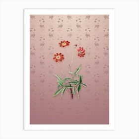 Vintage Cosmos Flower Botanical on Dusty Pink Pattern n.1440 Art Print