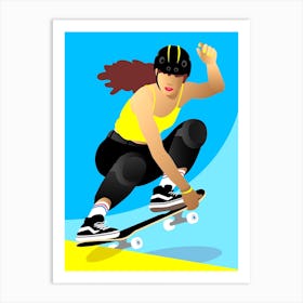 Skater Girl Yellow Top Art Print