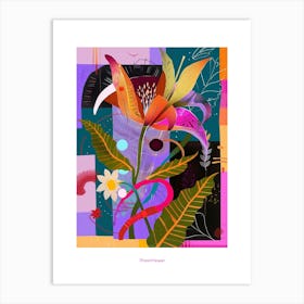 Moonflower 1 Neon Flower Collage Poster Art Print